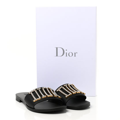 Christian Dior Matte Calfskin Pearl Dio(r)evolution Slide Sandals 38 Black 9 of 9