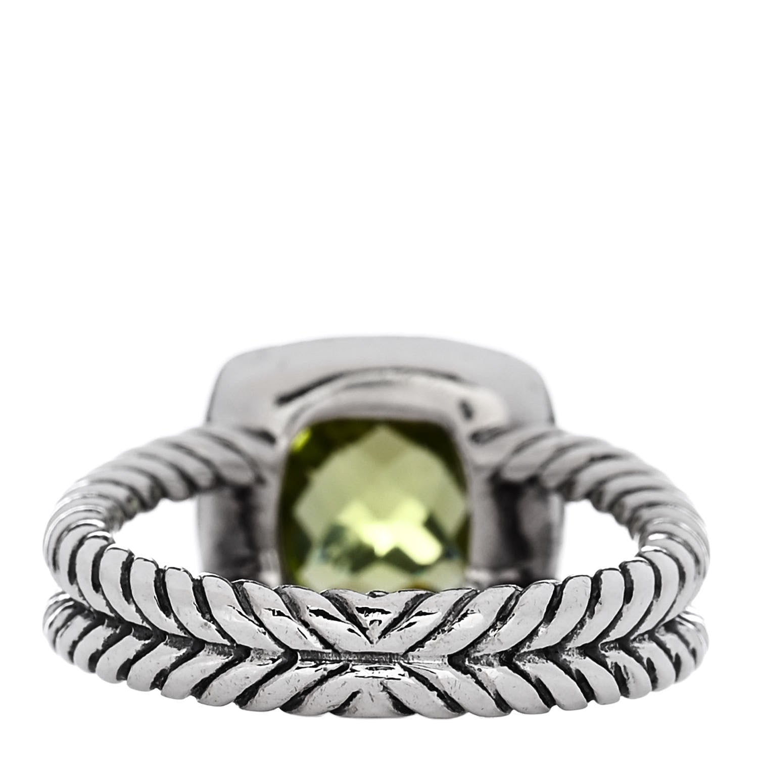 David Yurman Sterling Silver Diamond Peridot 7mm Petite Albion Ring 49 5 4 of 6