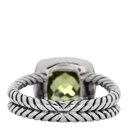 David Yurman Sterling Silver Diamond Peridot 7mm Petite Albion Ring 49 5 4 of 6