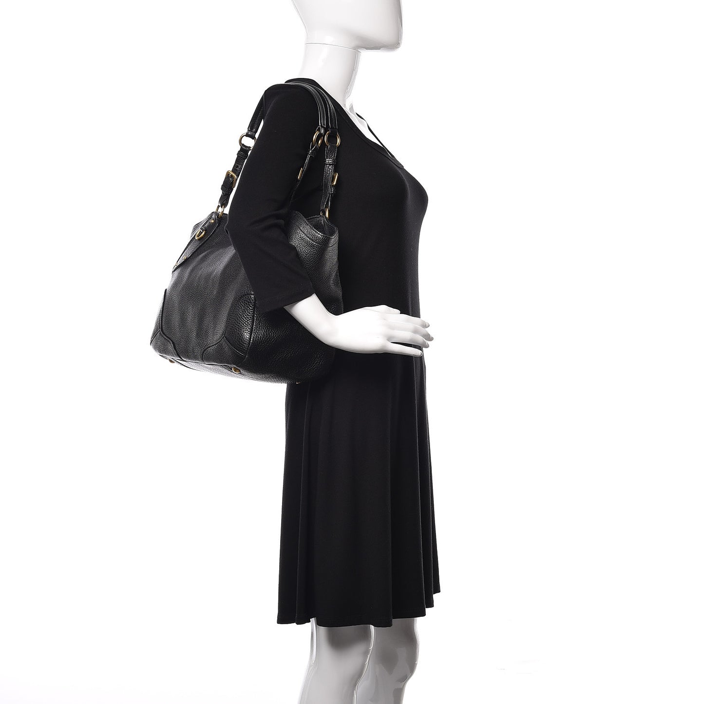 Vitello Daino Shoulder Bag Black