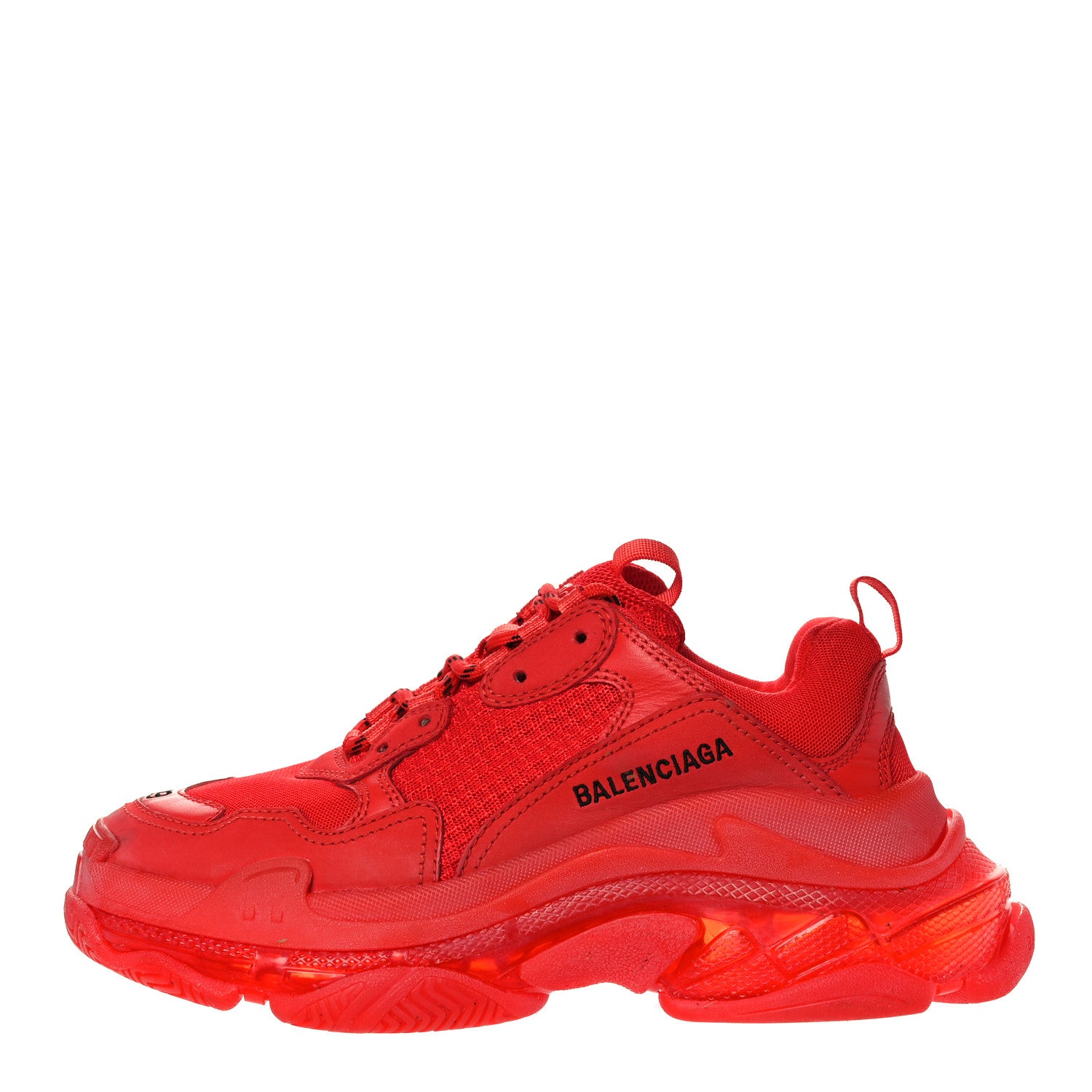 Balenciaga Fabric Mesh Clear Sole Womens Triple S Sneakers 39 Rouge Vif 1 of 15