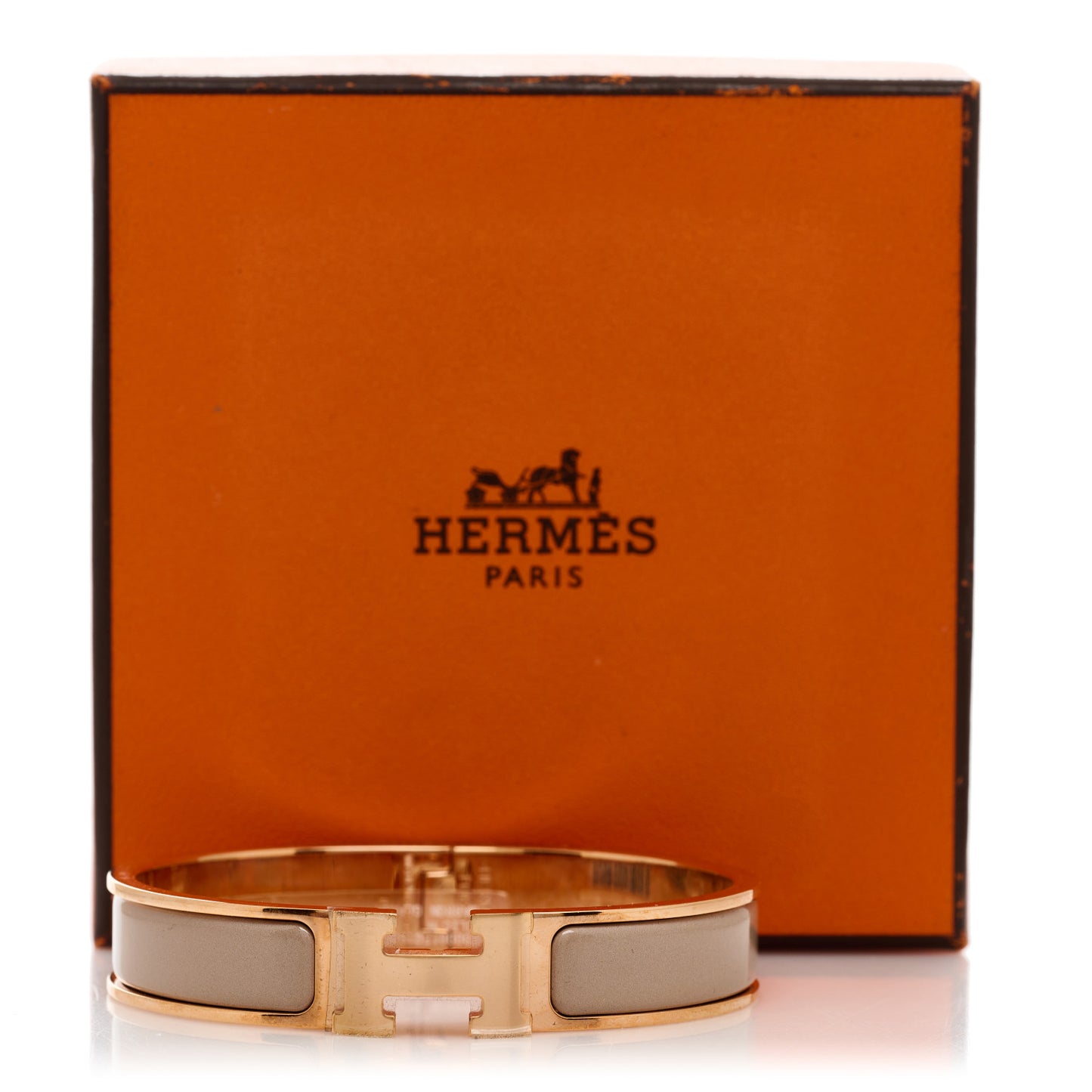 Enamel Narrow Clic Clac H Bracelet GM Marron Glace