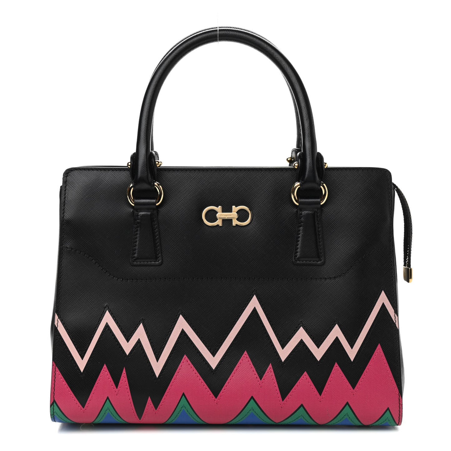 Saffiano Zig Zag Beky Tote Black Multicolor