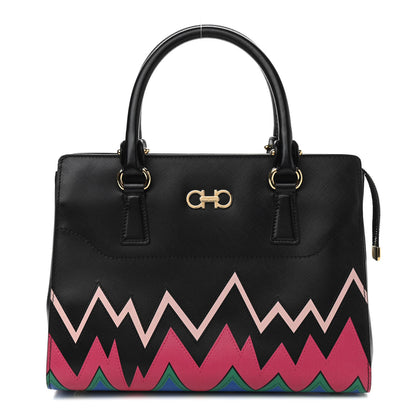 Salvatore Ferragamo Saffiano Zig Zag Beky Tote Black Multicolor 1 of 11