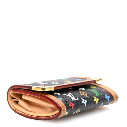 Louis Vuitton Monogram Multicolor Porte-Monnaie Plat Coin Purse Black 4 of 7
