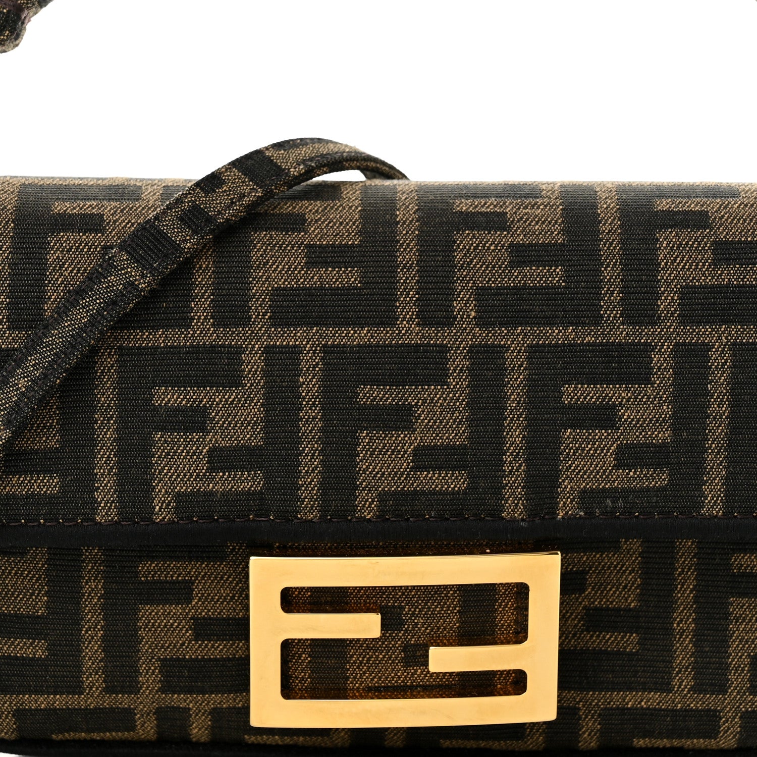 Fendi Fabric Jacquard FF 1974 Mini Baguette Tobacco Moro Black 9 of 11