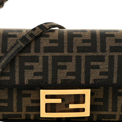 Fendi Fabric Jacquard FF 1974 Mini Baguette Tobacco Moro Black 9 of 11