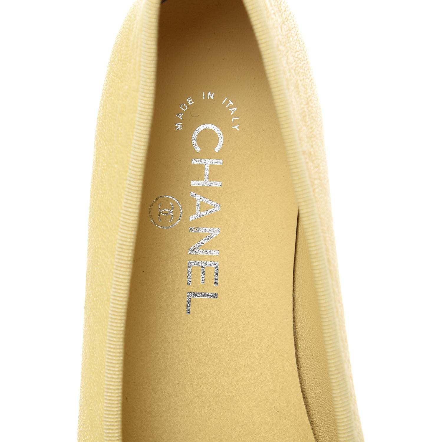 Chanel Iridescent Caviar CC Cap Toe Ballerina Flats 37.5 Yellow 7 of 9