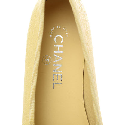 Chanel Iridescent Caviar CC Cap Toe Ballerina Flats 37.5 Yellow 7 of 9