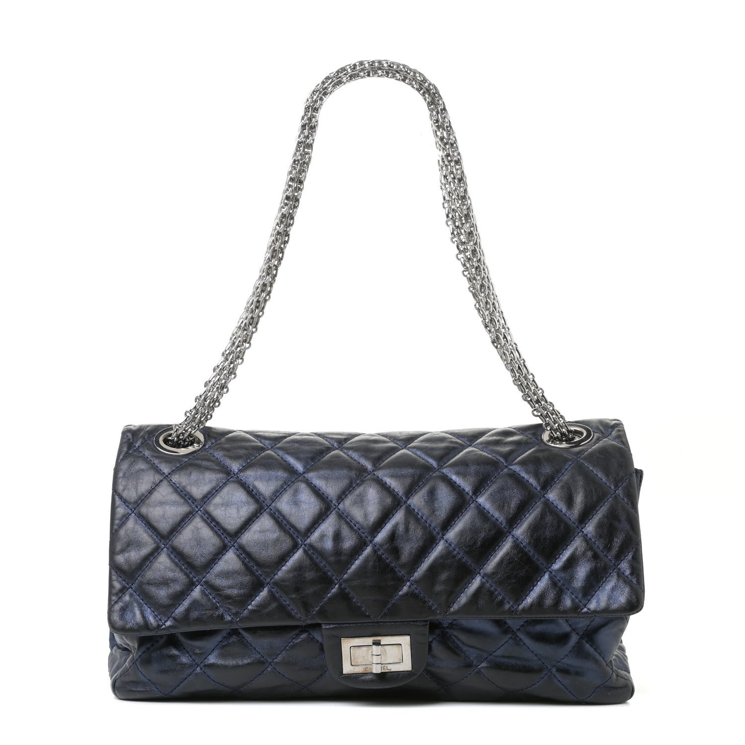 Chanel Metallic Aged Calfskin Quilted 2.55 Reissue 228 Flap Blue 1 of 8