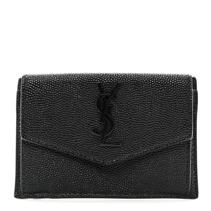 Saint Laurent Grain de Poudre Uptown Card Holder Black 1 of 8