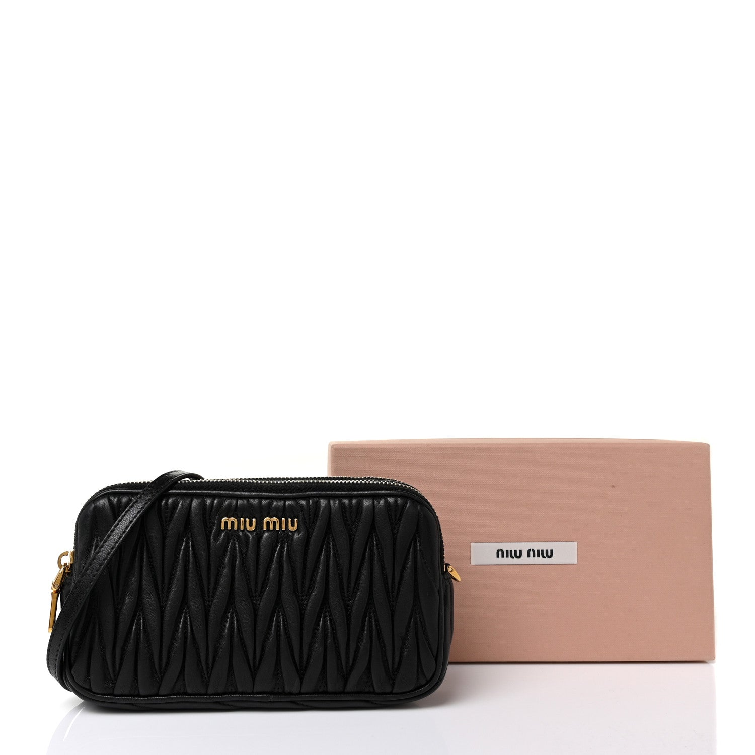 Miu Miu Nappa Matelasse Double Zip Pochette Clutch Black 10 of 10