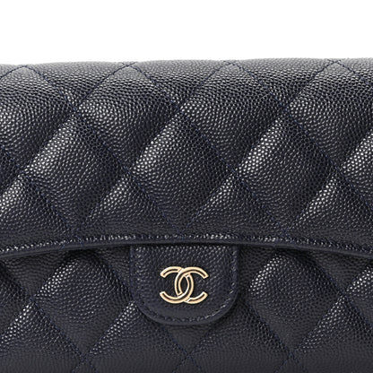 Chanel Caviar Quilted Large Gusset Flap Wallet Navy 9 of 12
