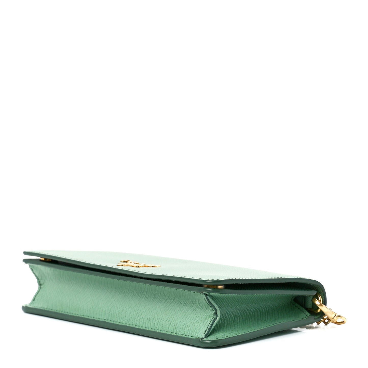 Saffiano Metal Chain Wallet Acquamarina