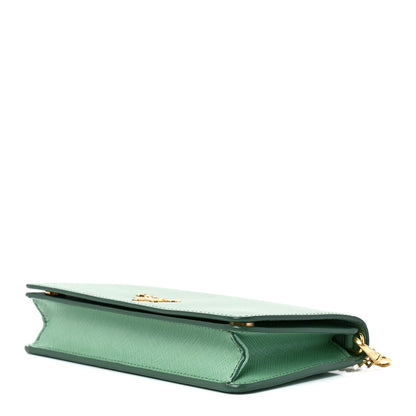 Prada Saffiano Metal Chain Wallet Acquamarina 9 of 11