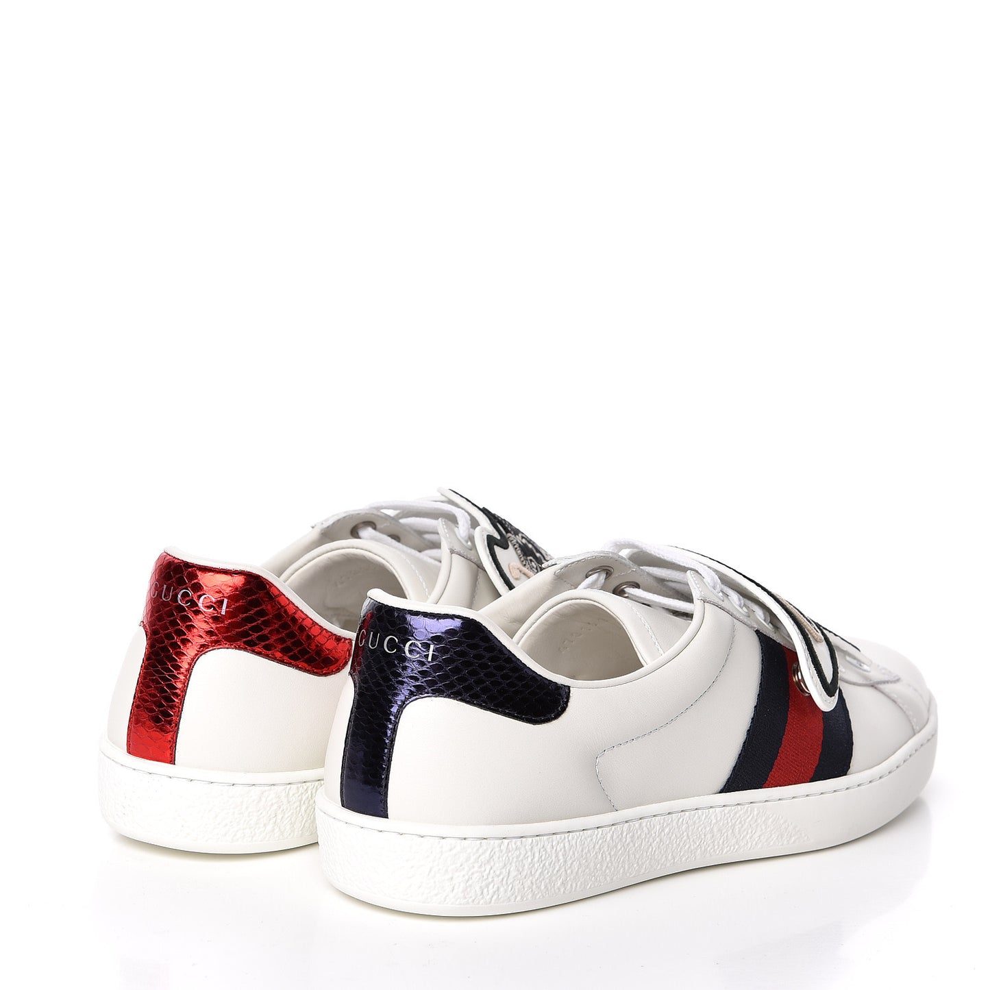 Calfskin Ayers Web UFO Dragon Embroidered Mens Ace Sneakers 7.5 White