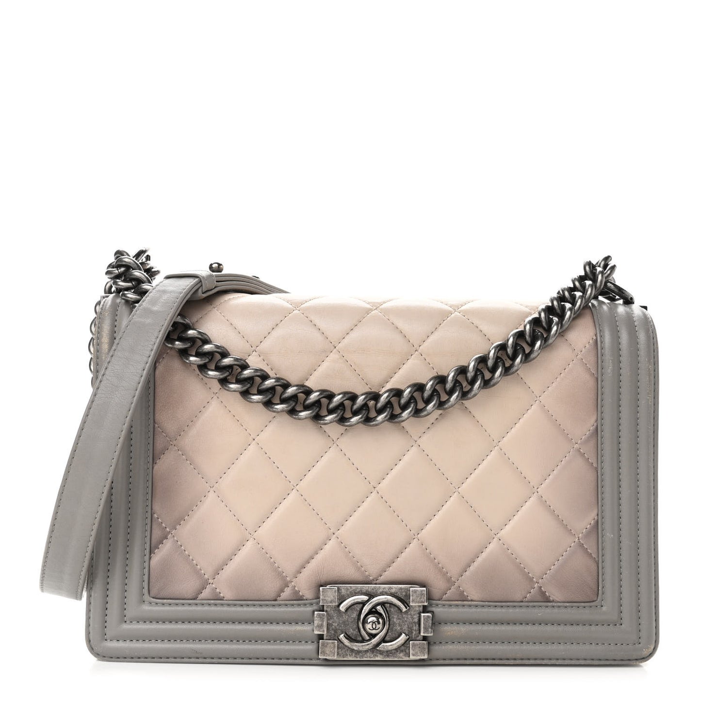 Calfskin Ombre Quilted New Medium Boy Flap Grey Beige