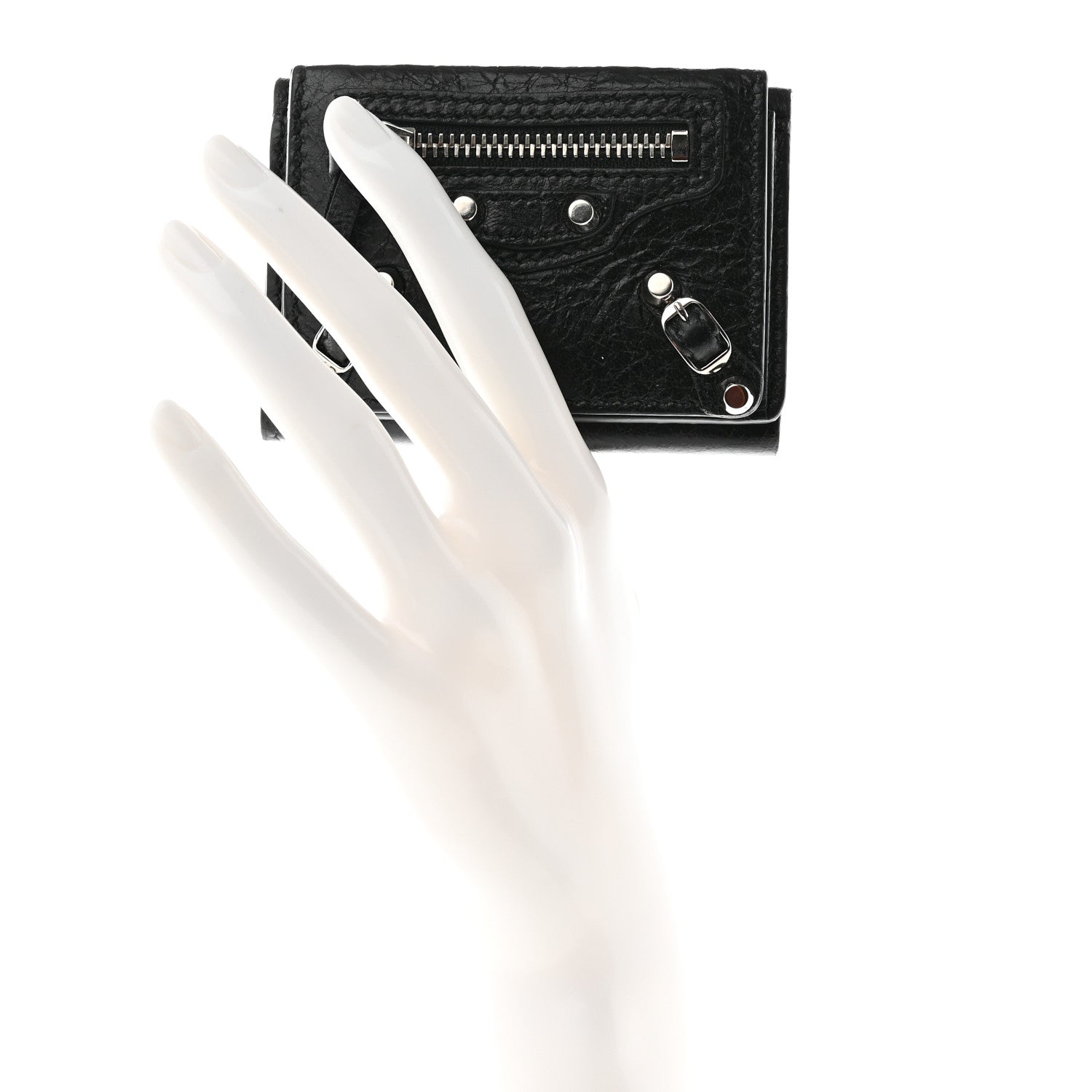 Balenciaga Agneau Arena Classic Silver Hardware Mini Wallet Black 2 of 10