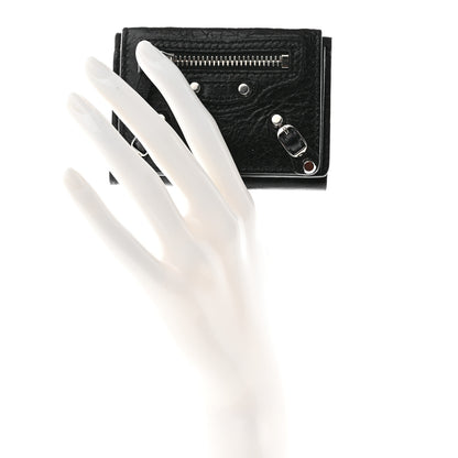 Balenciaga Agneau Arena Classic Silver Hardware Mini Wallet Black 2 of 10