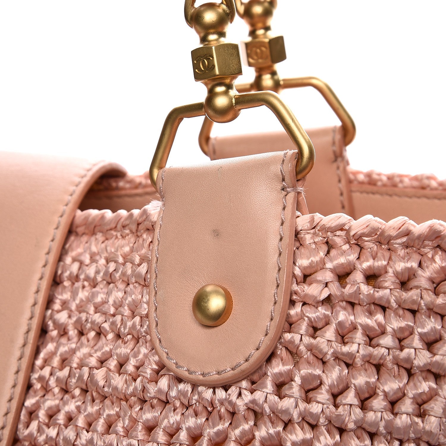 Chanel Straw Raffia Tote Pink 8 of 16