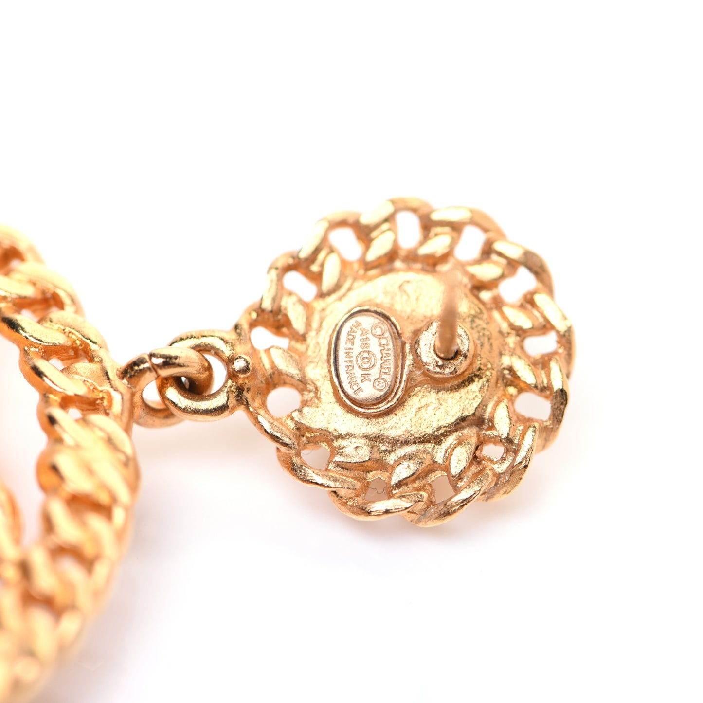 Pearl Gripoix CC Chain Drop Earrings Gold