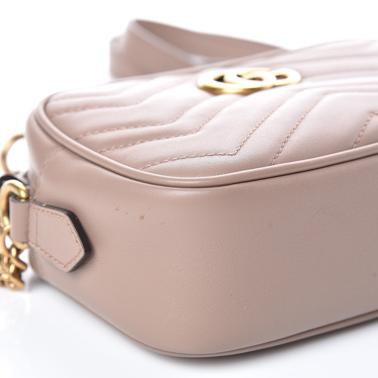 Calfskin Matelasse Mini GG Marmont Chain Shoulder Bag Nude