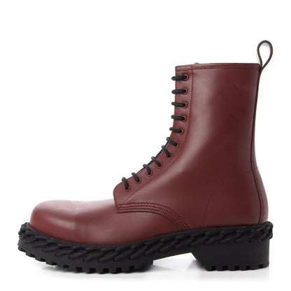 Balenciaga Calfskin Woven Detail Mens Combat Boots 42 Bordeaux 1 of 9