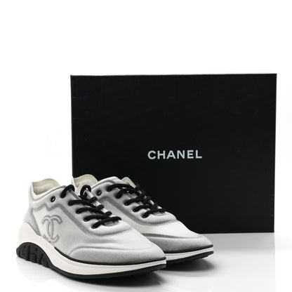 Chanel Mesh Lycra Thermoplastic Mens Sneakers 45 Grey White 8 of 8