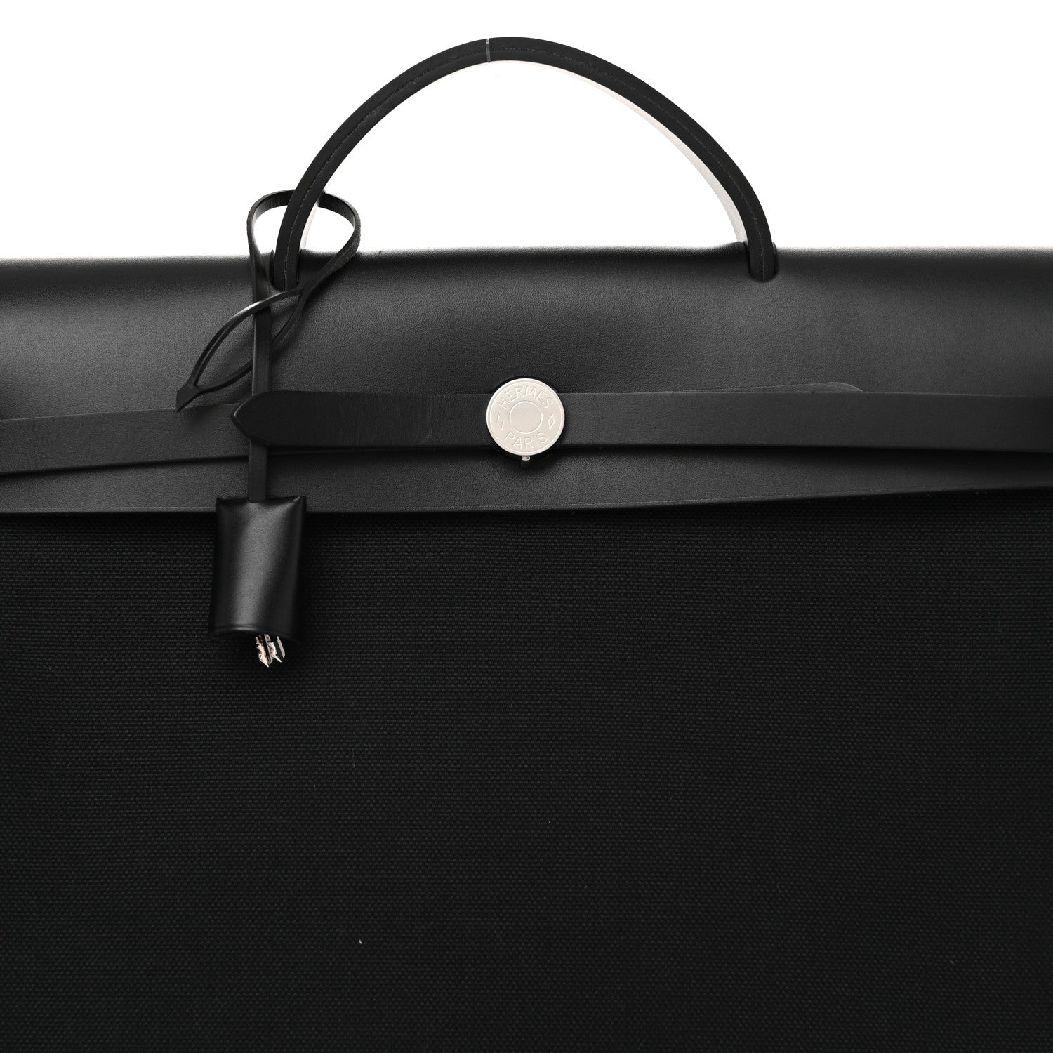 Hermes Military Toile Vache Hunter Herbag Messenger 39 Black 9 of 12