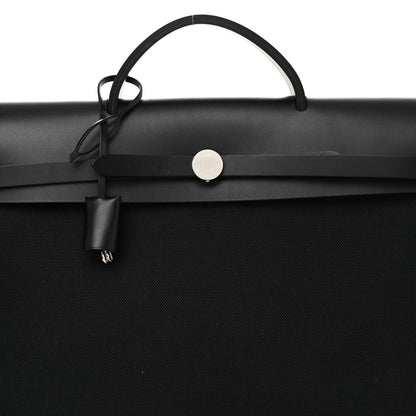 Hermes Military Toile Vache Hunter Herbag Messenger 39 Black 9 of 12