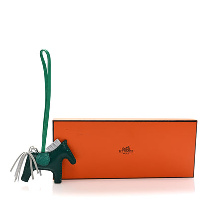 Hermes Milo Lambskin Matte Alligator Touch Grigri Rodeo Horse Bag Charm PM Malachite Menthe Bleu Brume Vert Jade 4 of 4