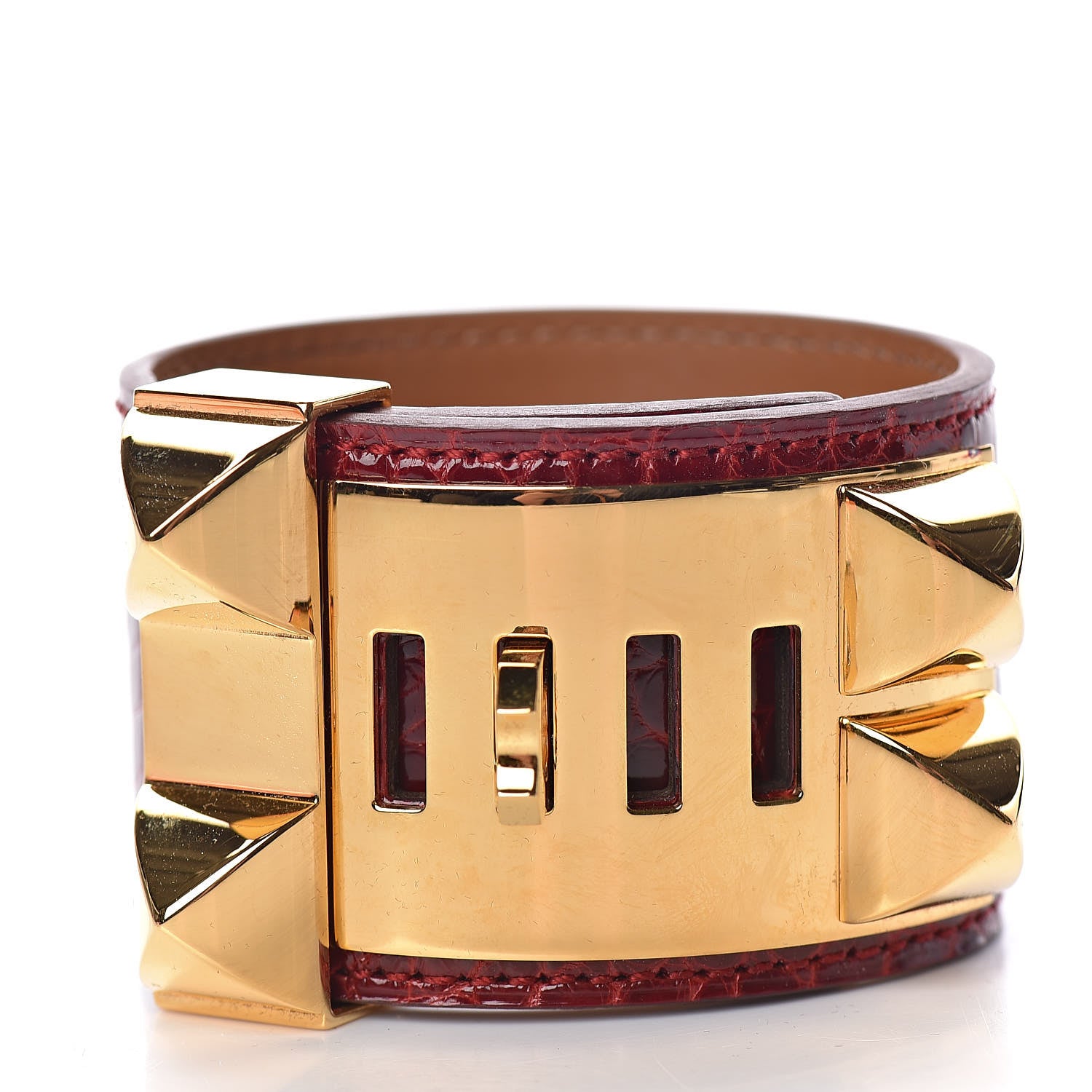 Hermes Shiny Alligator Collier De Chien CDC Bracelet S Rouge H 3 of 6