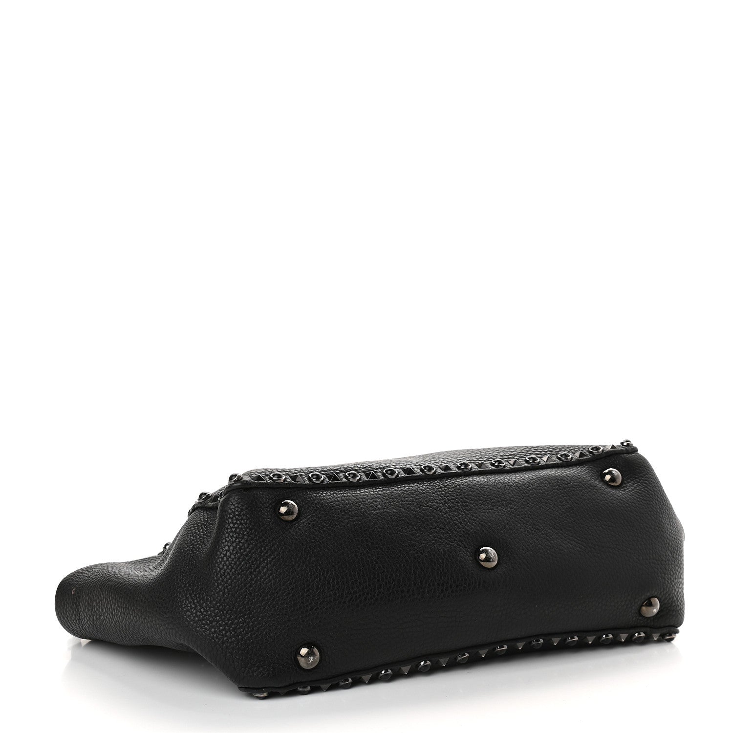 Valentino Garavani Grained Calfskin Onyx Medium Rockstud Rolling Tote Black 4 of 9