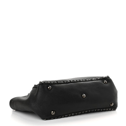 Valentino Garavani Grained Calfskin Onyx Medium Rockstud Rolling Tote Black 4 of 9