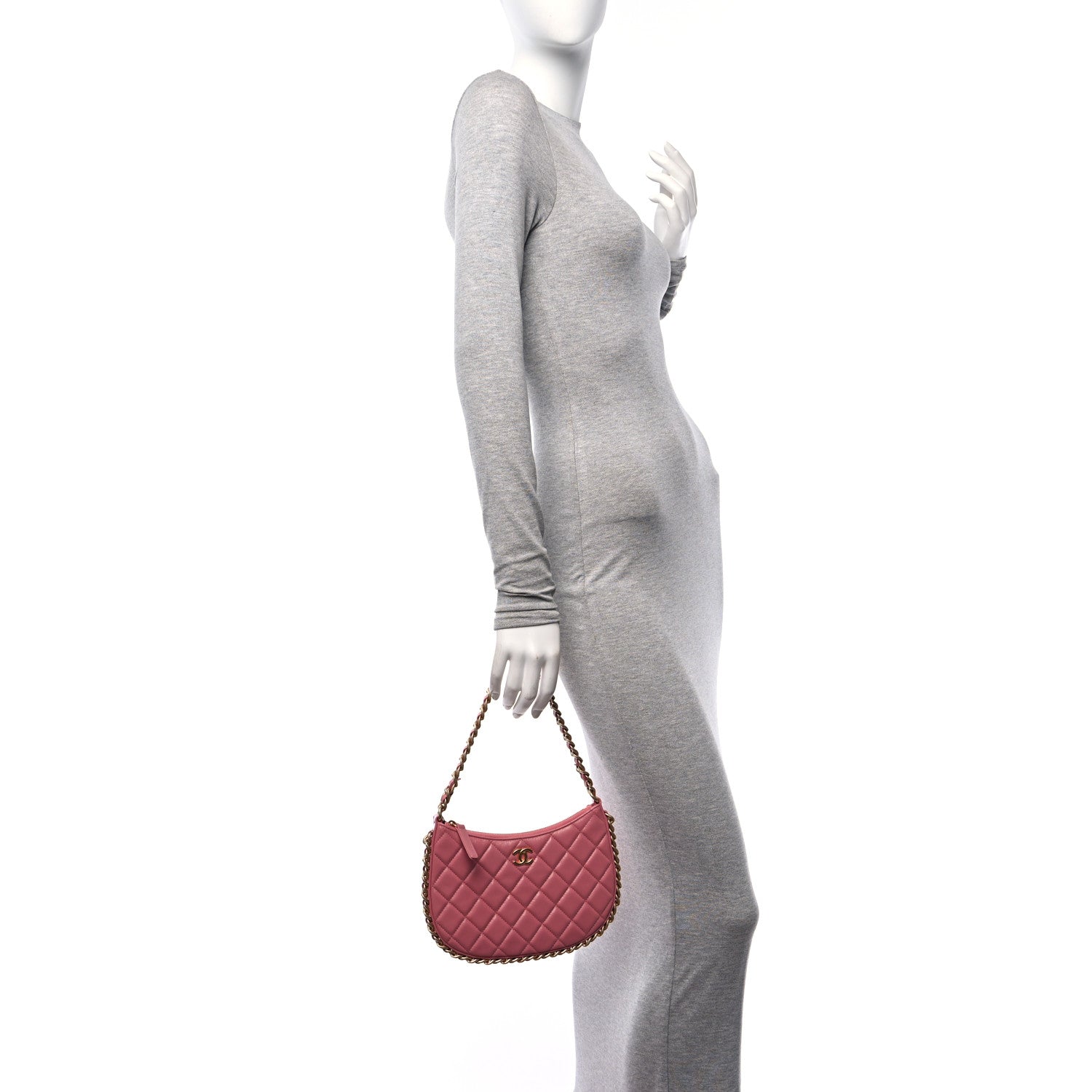 Chanel Shiny Crumpled Lambskin Quilted Trendy Chain Around Hobo Pink 2 of 11