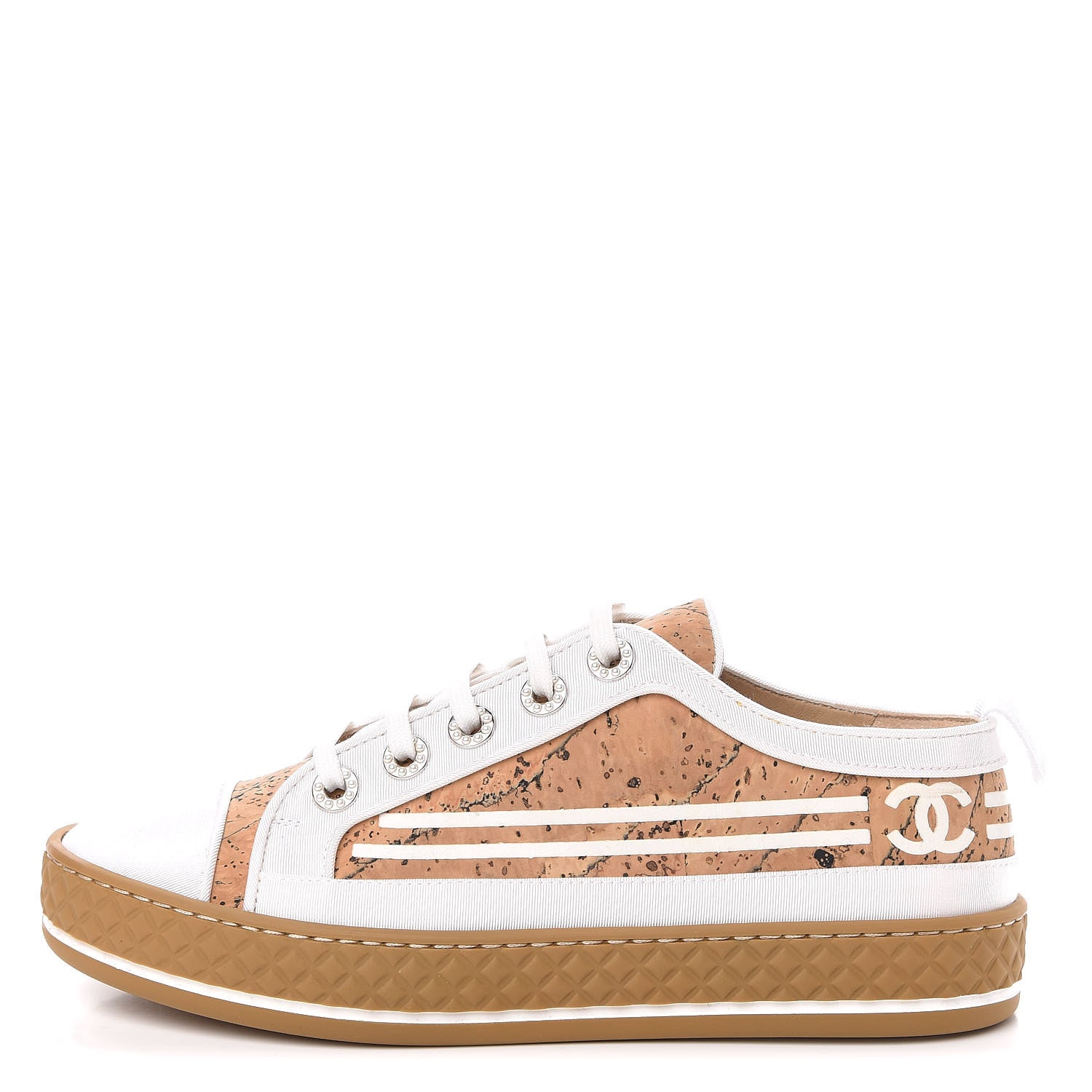 Chanel Cork Jetty Sneaker 36 Brown White 1 of 10