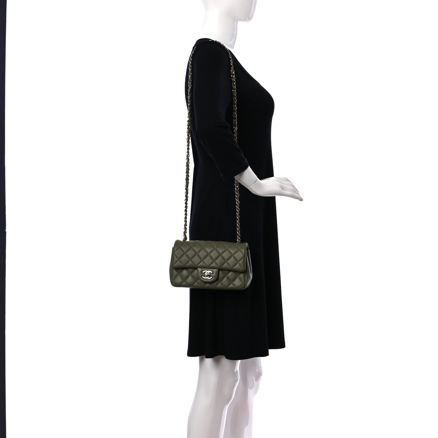 Chanel Lambskin Quilted Mini Rectangular Flap Green 2 of 9