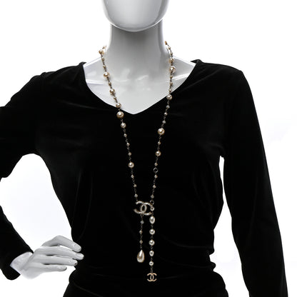 Chanel Irregular Pearl CC Long Necklace Light Gold 2 of 6