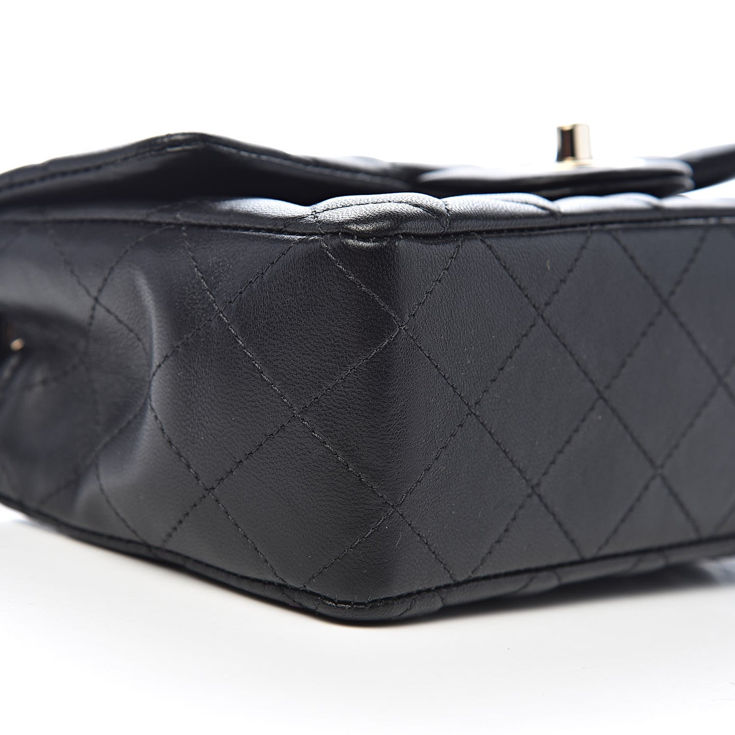 Lambskin Quilted Mini Rectangular Flap Black