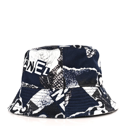 Chanel Cotton Coco Print Bucket Hat L Navy Black White 5 of 7