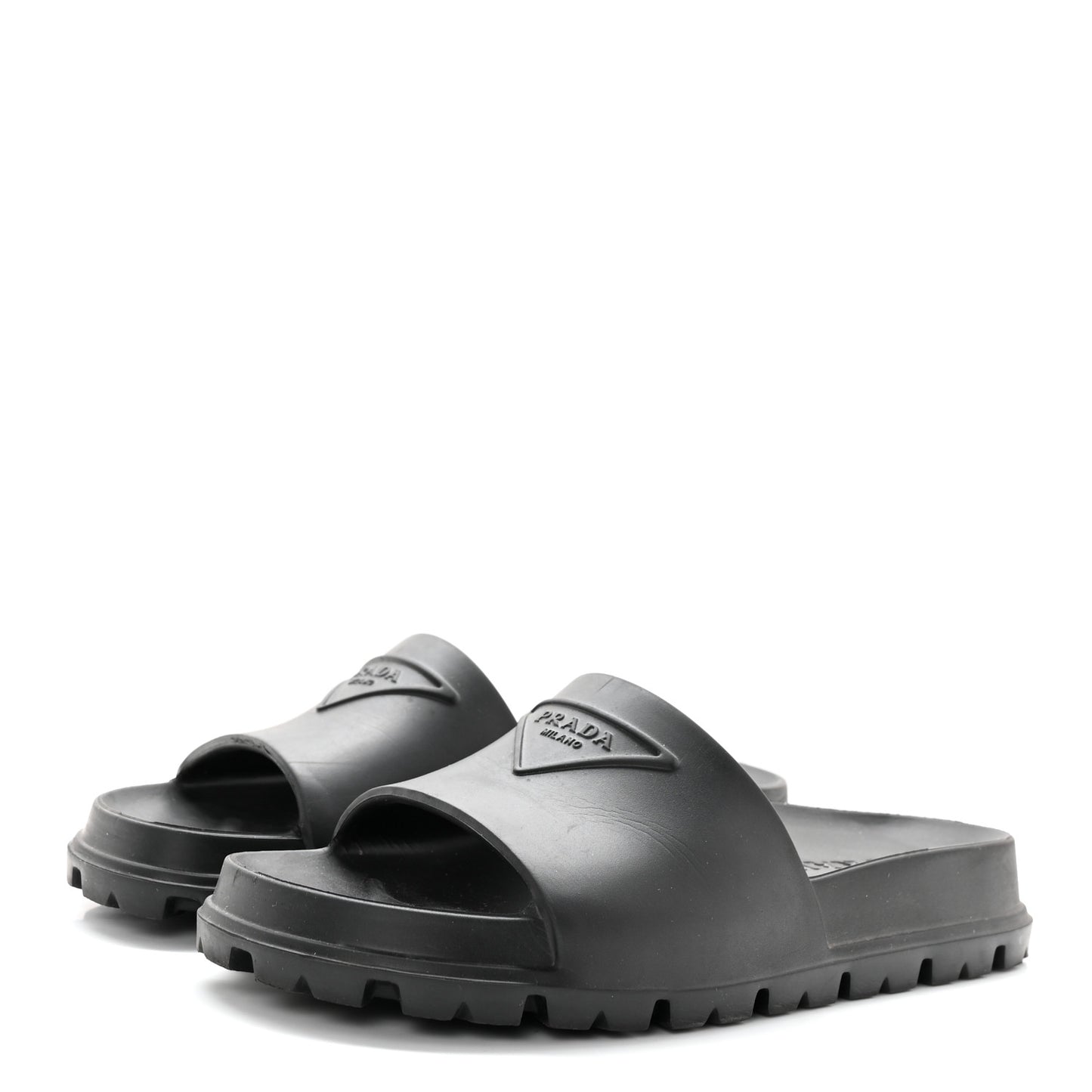 Rubber Triangle Logo Slide Sandals 37 Black