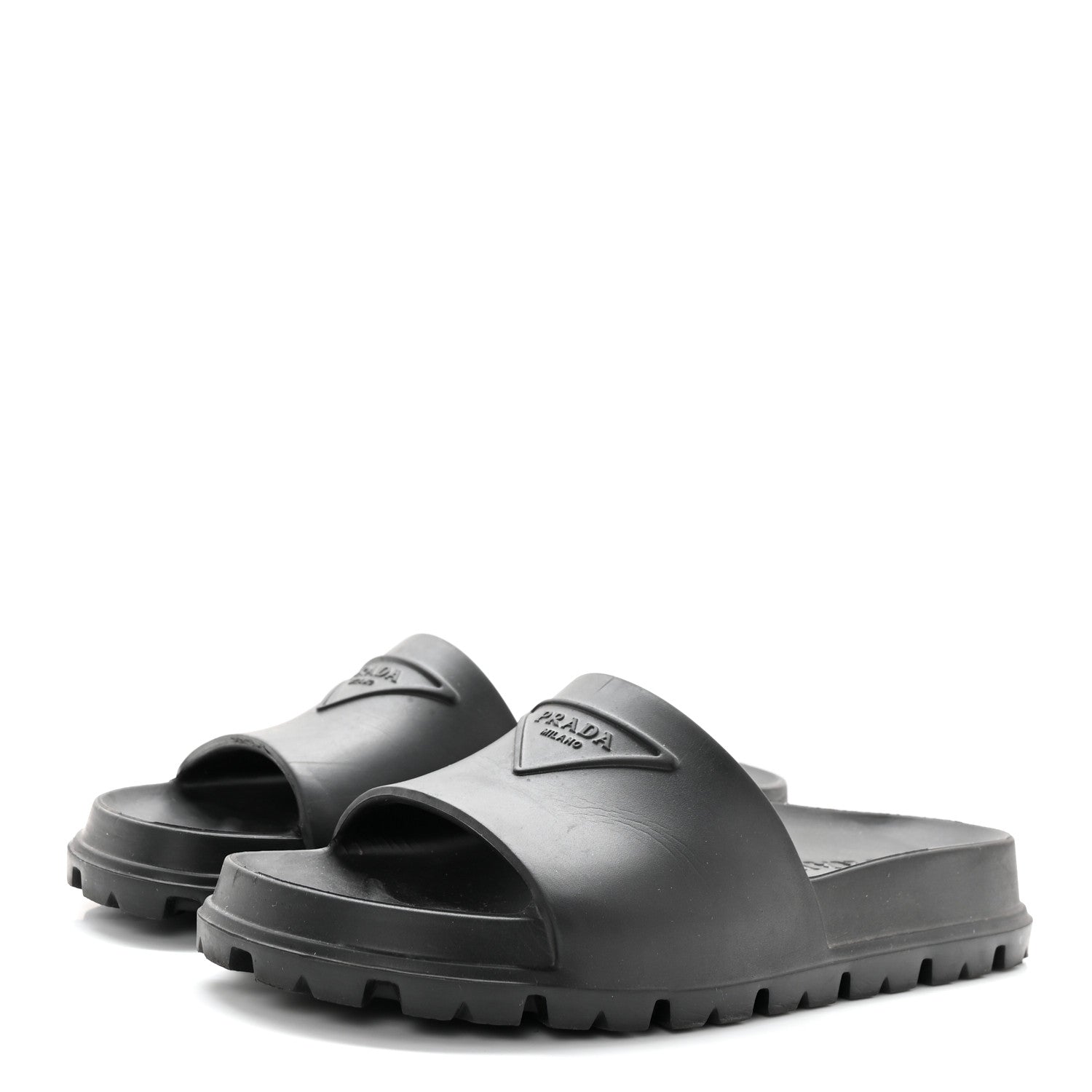 Prada Rubber Triangle Logo Slide Sandals 37 Black 3 of 12