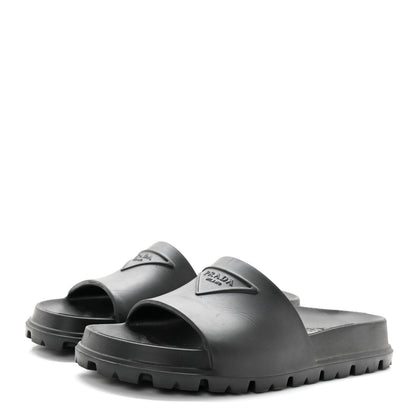 Prada Rubber Triangle Logo Slide Sandals 37 Black 3 of 12