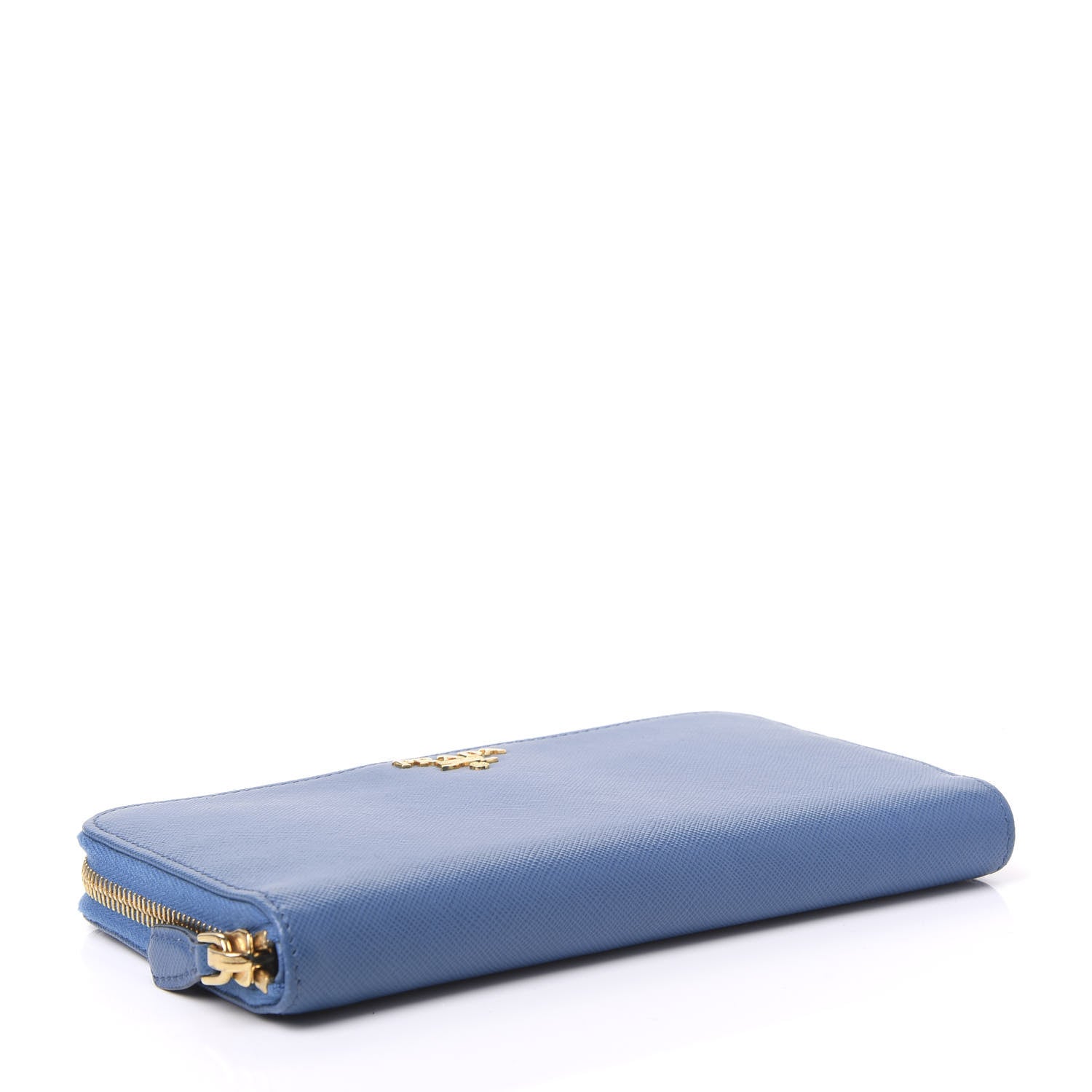 Prada Saffiano Metal Zip Around Wallet Blue 3 of 8