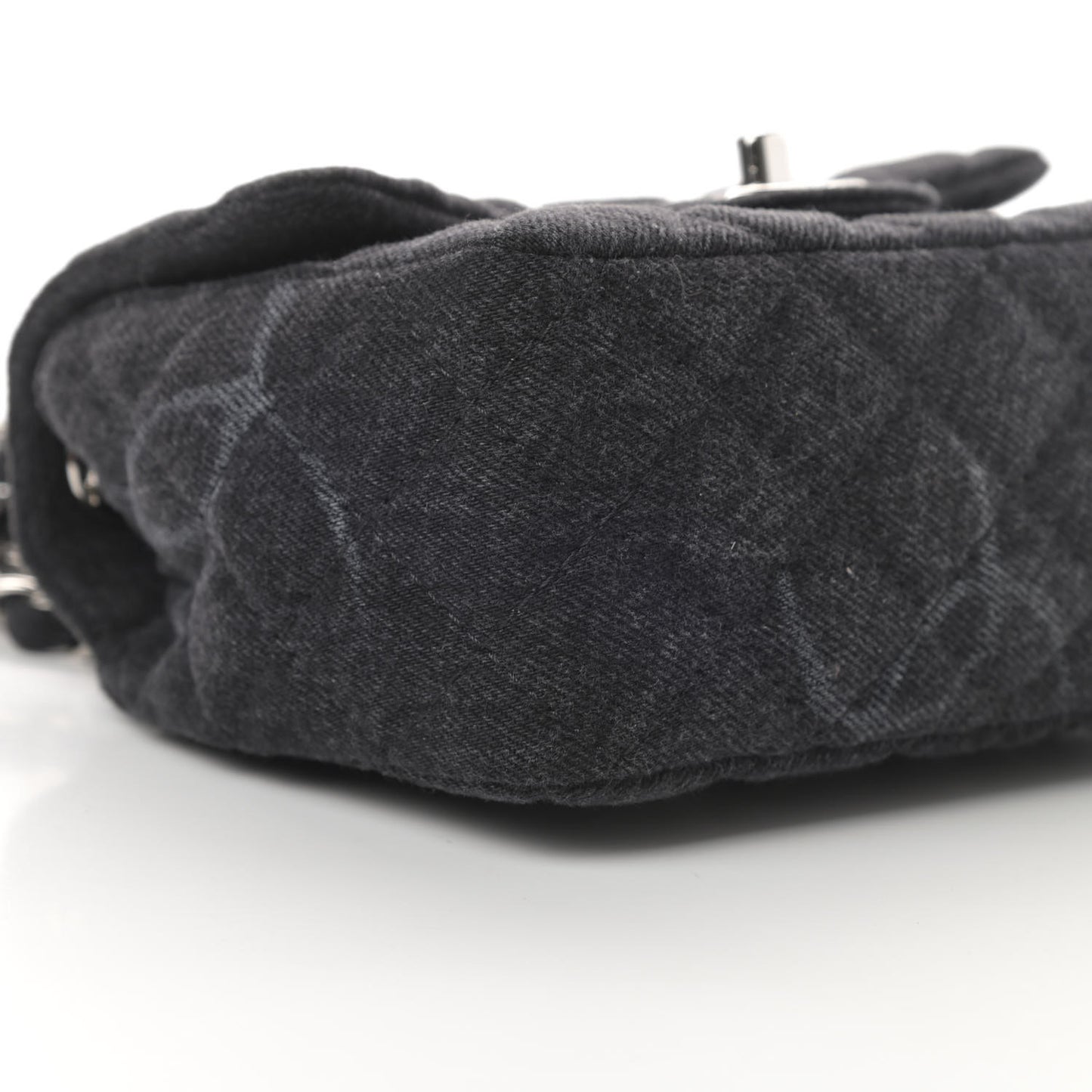 Denim CC Quilted Mini Square Flap Black