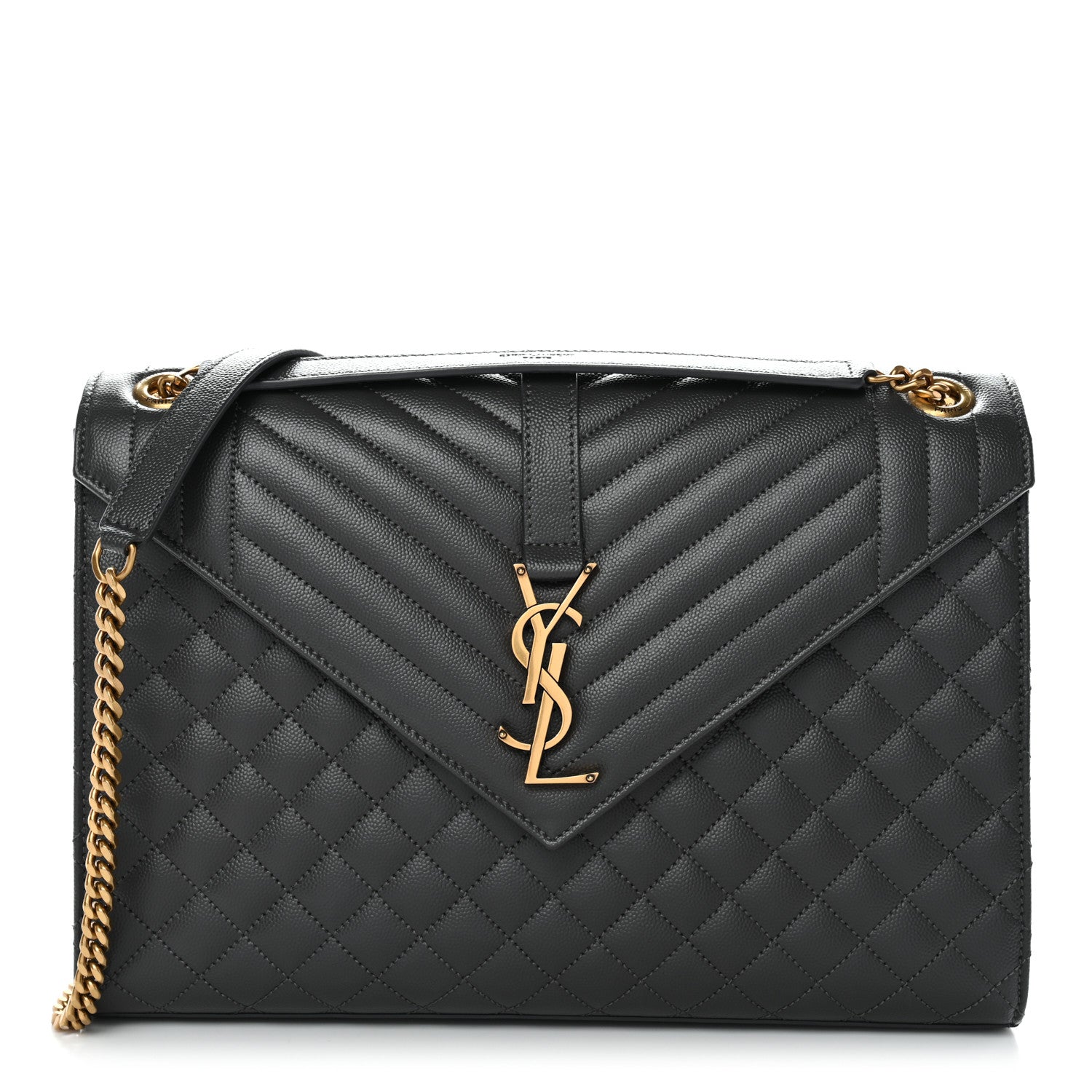 Saint Laurent Grain De Poudre Textured Mixed Matelasse Large Triquilt Monogram Satchel Storm Storm 1 of 10