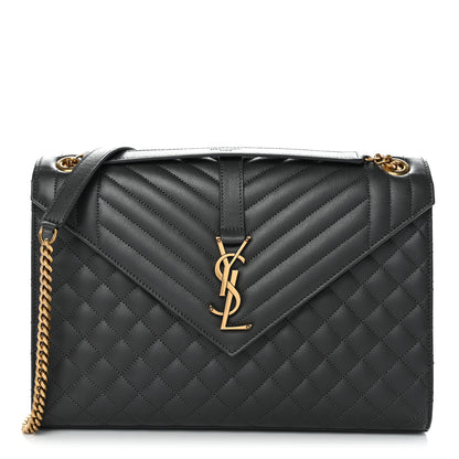 Saint Laurent Grain De Poudre Textured Mixed Matelasse Large Triquilt Monogram Satchel Storm Storm 1 of 10