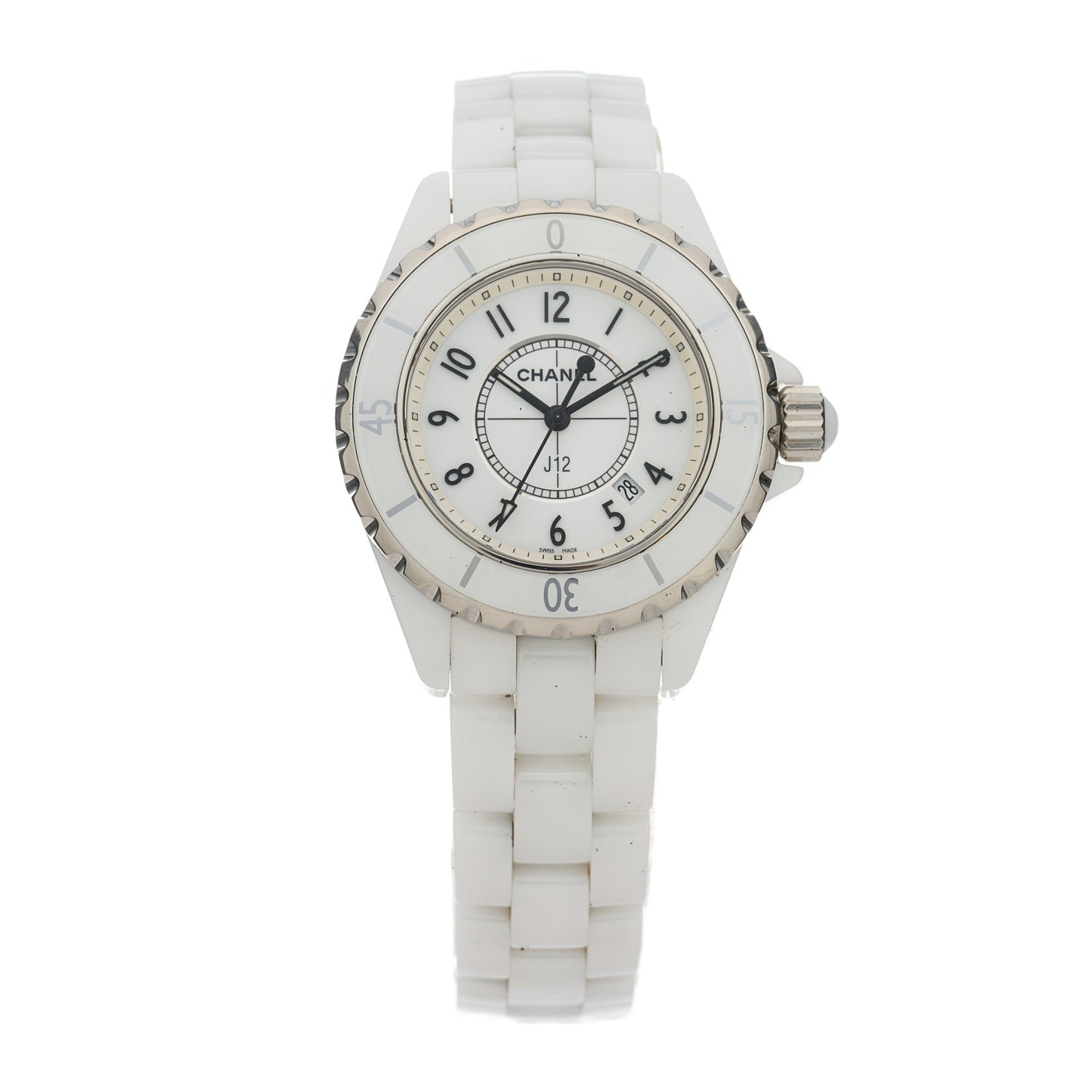 Stainless Steel Ceramic 33mm J12 Quartz Watch White