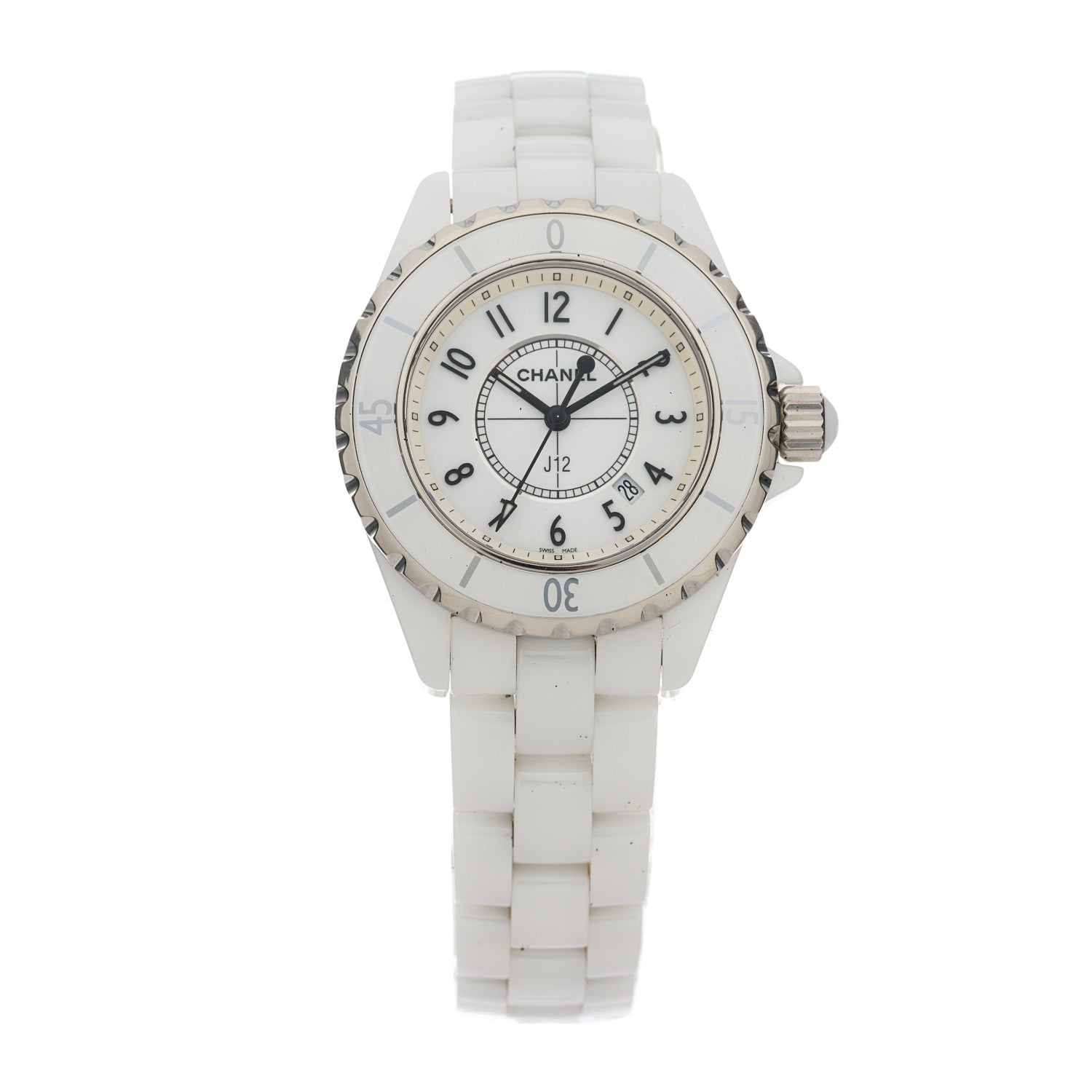Chanel Stainless Steel Ceramic 33mm J12 Quartz Watch White 1 of 5