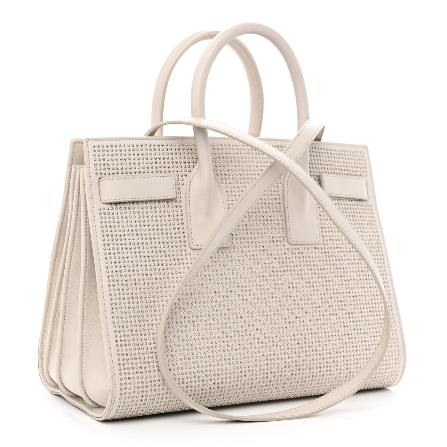 Calfskin Studded Small Sac De Jour White